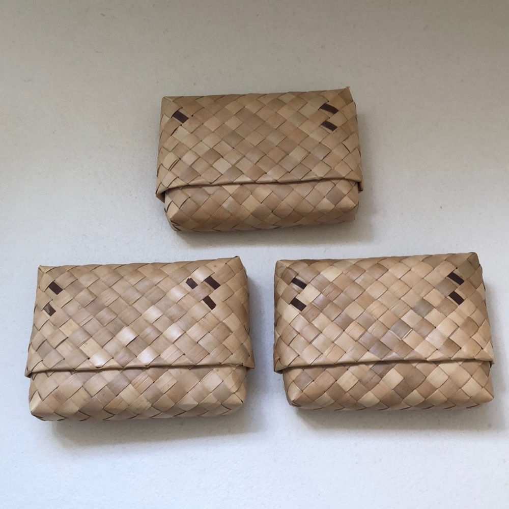 Vintage Lauhala Boxes set of 3